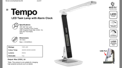 TEMPO 10W  LED DESK LAMP  WITH ALARM CLOCK