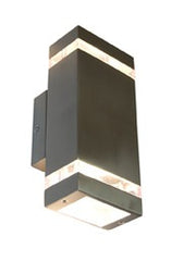 DIXON 2 LIGHT STAINLESS STEEL EXTERIOR WALL LAMP - Stanless Steel  / Black