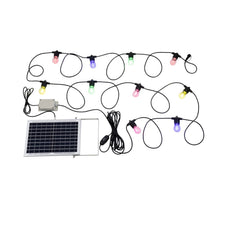 SOLAR FESTOON COLOUR LED LIGHT KIT - White / Black