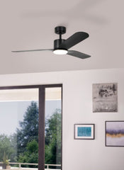 ILUKA 52” DC REMOTE CONTROL CEILING FAN WITH 20W LED LIGHT - Black Matt / White Matt / Black & Rustic Timber