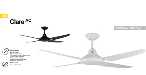 CLARE 1350 CEILING FAN - Black / White