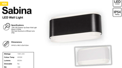 SABINA 10W LED WALL LIGHT - Black / White