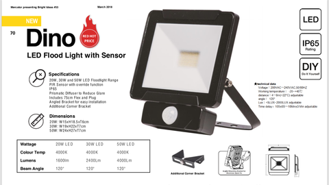 DINO LED SENSOR FLOODLIGHT - 20W / 30W / 50W