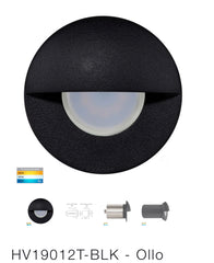 HV19012T - BLACK RECESSED WALL/STEP LIGHT WITH EYELID 316 STAINLESS STEEL - 12V LED
