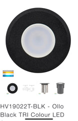 HV19022T- BLACK RECESSED WALL / INGROUND LIGHT 316 STAINLESS STEEL - 12V LED