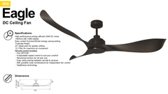 EAGLE REMOTE CONTROL DC MOTOR CEILING FAN - White / Brushed Chrome / Oil Rubbed Bronze / Black