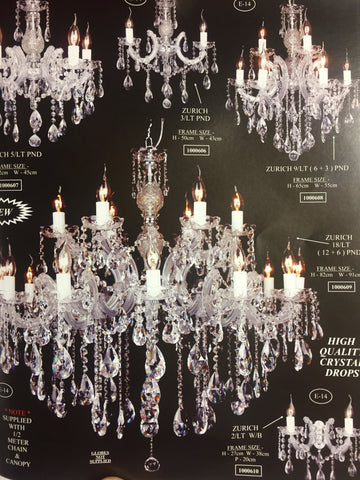 ZURICH CRYSTAL CHANDELIER 5 LIGHTS