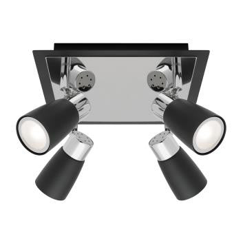 ALECIA QUADRUPLE LED PLATE SPOTLIGHT - Black / White / Brushed Chrome