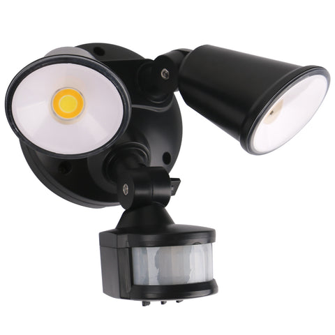 DEFENDER 20W TRI-COLOUR LED TWIN SECURITY LIGHT NWITH SENSOR - Black / White