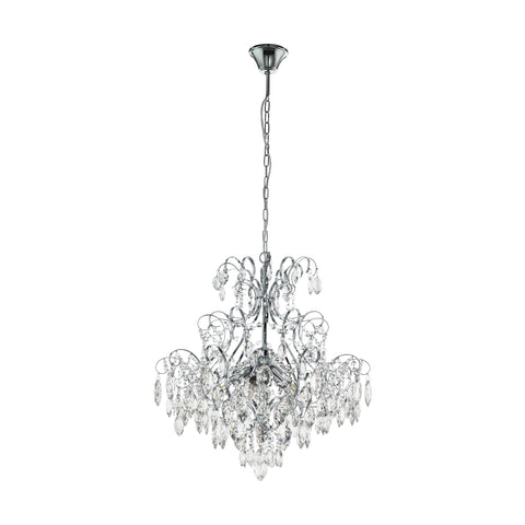 FENOULLET CRYSTAL 5 LIGHTs PENDANT - Chrome / Brass