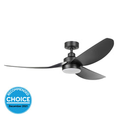 TORQUAY DC BLACK CEILING FAN WITH 20W LED TRI-COLOUR DIMMABLE LIGHT - 42"/ 48"/ 56"